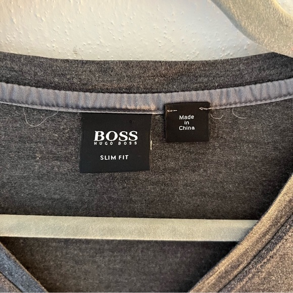 Boss Hugo Boss Top Silk & Cashmere Grey Long Sleeves V Neck Top Sz L EUC - Picture 4 of 11